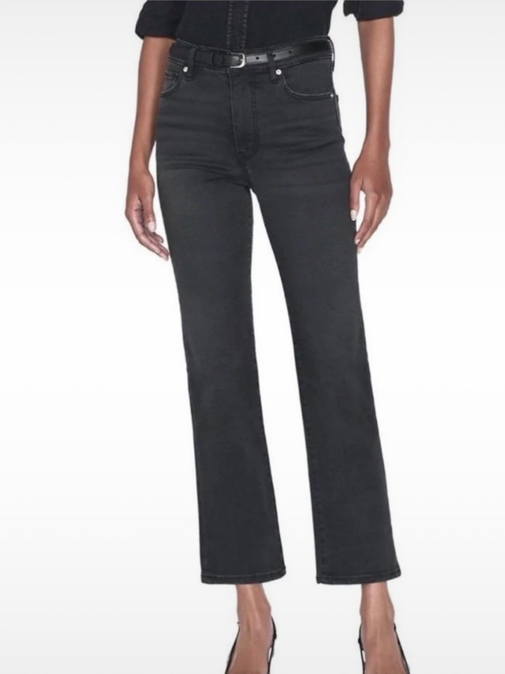 Frame Le Sleek Straight Black High-Rise Jeans Size 30